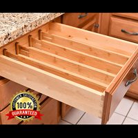 Séparateur de tiroir réglable en bois de bambou, séparateur de tiroir de cuisine extensible organisateur à ressort