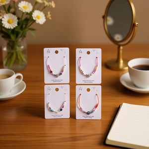 Bracciale con 8 perline in acciaio inossidabile, gioielli alla moda multicolori per donna - Product Image 3