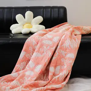 2024 Hot Selling Blush Plant Deluxe Yarn-dyed Jacquard Cotton Fabric Floral Custom Tapestry Blanket For Picnic Indoors Outdoors