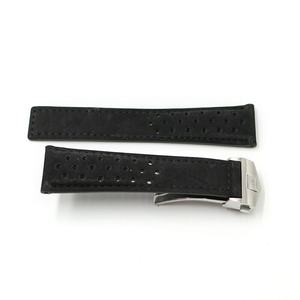 Correa de Reloj de Lujo de 20mm 22mm de Gamuza Negra de Piel Genuina Deportiva con Característica Transpirable y Cierre de Mariposa - Product Image 3