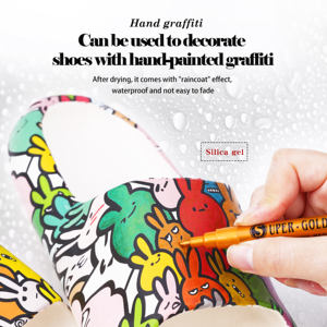 Ensemble de marqueurs métalliques 12 couleurs stylo marqueur permanent noyau de coton marqueur métallique bricolage peinture et dessin à base d'eau - Product Image 6