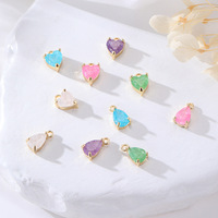 Pendentifs en laiton coloré effet craquelé, plaqués or 14K, formes rondes, cœur, goutte d'eau, carrées, ovales, breloques pour la fabrication de bijoux DIY