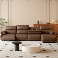 Luxuriöses Modernes Elektrisches Ledersofa, Verstellbar, Multifunktional, L-Förmig, Heimkino-Möbel aus Kunstleder