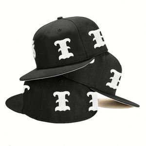 Free Sample Fast Custom New logo Low MOQ Embroidery Patch 3D Puff <b>Flat</b> Brim Baseball Fitted Snapback Era <b>Cap</b> Black Hats for Men - Product Image 1