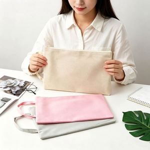 Bolsa de Maquillaje A4 Ecológica de Lona con Cierre, Gran Capacidad, Impresión Serigráfica, Logotipo Personalizado, Promocional, Escolar, para Tutorías - Product Image 1