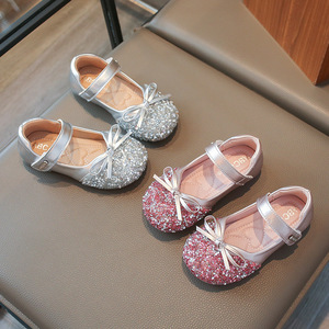 <span class=keywords><strong>Scarpe</strong></span> da Ballo per Bambine Stile Principessa Anna con Strass Luccicanti e Motivo Floreale, Suola Morbida, Chiusura in Velcro - Product Image 3