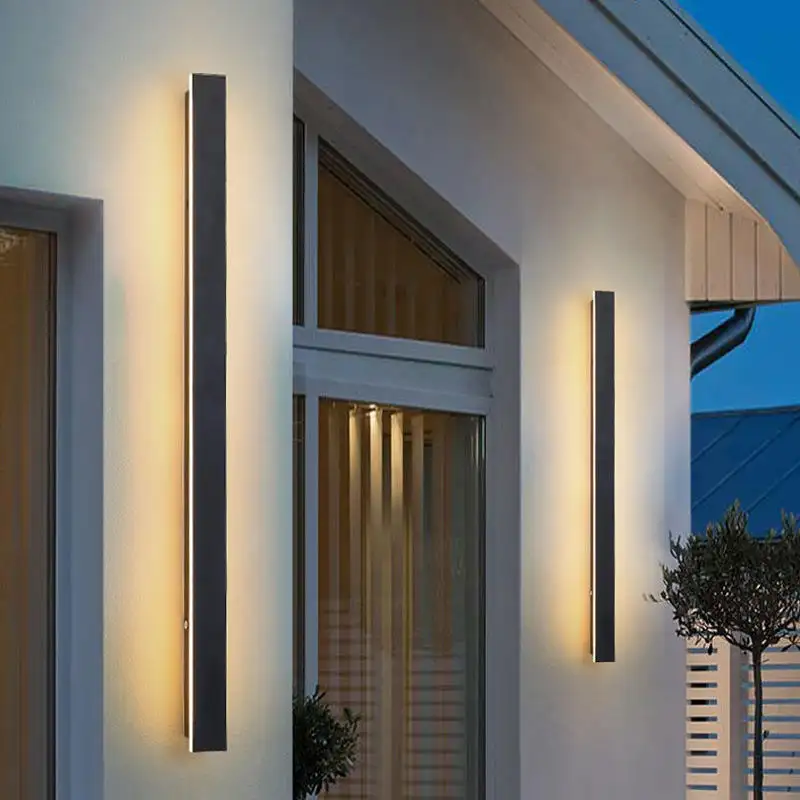 Lâmpada LED de parede COB longa para decoração de jardim e varanda exterior, inovadora e linear à prova d'água