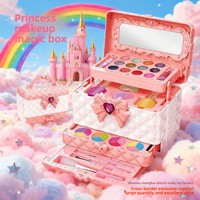 Ensemble de maquillage pour enfants, jouet de maquillage pour filles, boîte de maquillage pour maison de poupée, fard à paupières, rouge à lèvres, boîte cadeau portable