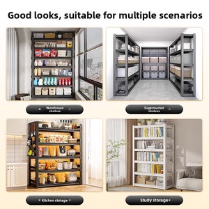 Étagère de rangement domestique multi-niveaux sur pied à 6 niveaux, présentoir polyvalent en acier cornière pour supermarché, entrepôt, balcon - Product Image 3