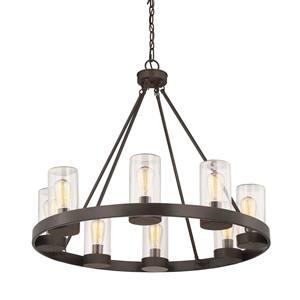 Lustre moderne à 8 lumières pour salle à manger, salon, chambre, bureau, foyer, fer, matière plastique, interrupteur à distance, alimentation secteur - Product Image 1