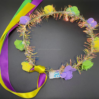 Mahkota Bunga Bercahaya, Karangan Bunga Rambut yang Menyala, Garland Wanita, Bunga Bercahaya Ungu Kuning Hijau LED, Bando Mardi Gras untuk Karnaval