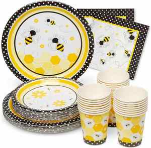 Plato de Papel Desechable con Diseño de Abeja de 9 Pulgadas, Aprobado por la FDA, 350 g/m², Tablero Blanco, Estilo Moderno, Artículos para Fiestas Más Vendidos - Product Image 4