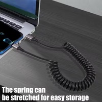 Kabel Pengisi Daya Cepat USB/Type C ke Type-C 60W Carplay Spring 6A Charger Kabel USB C untuk Ponsel