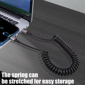 Кабель для быстрой зарядки USB/Type-<span class=keywords><strong>C</strong></span> на Type-<span class=keywords><strong>C</strong></span>, 60 Вт, с поддержкой CarPlay, пружинный, 6А, для телефона - Product Image 2