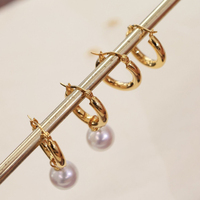 Haute qualité 18K or massif creux boucles d'oreilles créoles bijoux fins boucles d'oreilles pour les femmes pour bijoux en perles