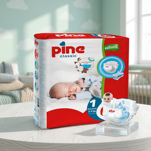 PINE Classic Mini Couches pour bébé, Absorption de surface sèche, Respirantes, Canal anti-fuites 3D, Anti-irritation, Brodé, Jetables - Product Image 3
