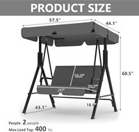 Balançoire de véranda extérieure avec auvent réglable, chaise de patio à 3 places avec support, balançoire extérieure robuste pour adultes