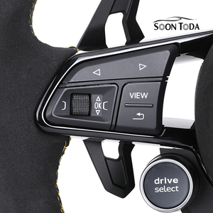 Alcantara ลูกบิดคู่พวงมาลัย LED แบบเต็มรูปแบบสำหรับรถ <span class=keywords><strong>Audi</strong></span> R8 B6 B8 B9 A3 A4 A5 A6 C7 SQ5 Q3 Q7 8V RS6 RS7 TT <span class=keywords><strong>RS</strong></span> แบบกำหนดเอง - Product Image 4