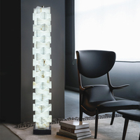 Lampe de sol en albâtre naturel entrelacé de style moderne Wabi Sabi avec éclairage LED pour salon, chambre à coucher, hôtel