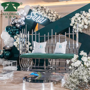 เก้าอี้โซฟาแต่งงานสแตนเลสสีทอง ดีไซน์ทันสมัย สำหรับใช้รับประทานอาหารกลางแจ้งและพักผ่อน - Product Image 3