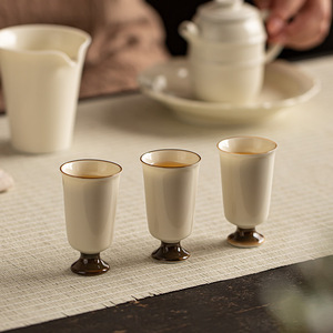 Taza de Cerámica para Aromaterapia, Taza de Té de Porcelana con Pie Alto para Beber Té Gongfu, Color Sólido, Origen Dehua - Product Image 3