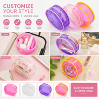 Pochette zippée en PVC transparente personnalisée pour éponge de maquillage, emballage cadeau mignon pour cosmétiques, petits sacs ronds en plastique pour maquillage