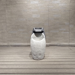 Fuentes de Agua Decorativas de Resina para Interiores, Cascada Moderna de Resina Gris, Fuente de Agua para Jardín con Luz LED - Product Image 4