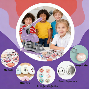 Máquina para Hacer Insignias Infantiles, Color Morado, con Espejo, Imanes para Refrigerador, Abrebotellas, Fácil <span class=keywords><strong>de</strong></span> Usar, Componentes para Crear Insignias, Envío Gratuito - Product Image 1