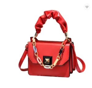 छोटा शुद्ध और ताज़ा चेन महिला बैग समर ट्रेंड नेट लाल फैशन सिंगल शोल्डर विकर्ण छोटा चौकोर बैग हैंडबैग के साथ