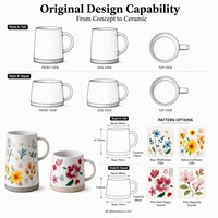 Mug Terlaris Motif Bunga Cantik Mug Keramik Kreatif Mug Kopi Keramik Tahan Suhu Tinggi dan Tahan Lama