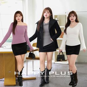 Minifalda ajustada de terciopelo negro de cintura alta, talla grande 90 80, color sólido, tela de poliéster para mujer, ropa de otoño e invierno - Product Image 3