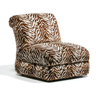 Fauteuil d'appoint de luxe post-moderne grand format Donghia en velours imprimé tigre, sans accoudoirs, design chaise longue pour chambre, villa, balcon