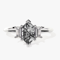 Bague personnalisée en quartz tourmaliné marquise, grappe de zircons, plaqué or 14K, argent 925, bijoux fins pour femme, mariage, OEM