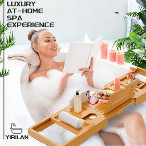 Vassoio per vasca da bagno espandibile Premium Caddy riscaldamento unico per la casa e anniversario di matrimonio nuovi regali per la casa forniture da bagno espandibili - Product Image 1