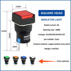 Tín Hiệu Điện Chỉ Số La16 Loạt Vòng/Hình Chữ Nhật/Vuông 220V 24V Pilot Đèn - Product Image 4