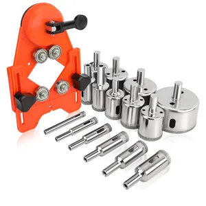 Diamond Drill Bit Set With Hole Saw Guide Jig Fixture Adjustable Centering Locator Suction Holder Glass Ceramics Tile