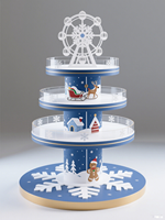 Présentoir en papier sur pied rotatif écologique à 4 niveaux pour la promotion de vacances de jouets de collations de centre commercial sur le thème de Noël