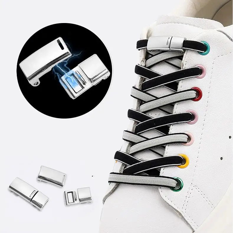 Double color Elastic Shoelaces Sneakers for Shoelace Kids Adult Laces One Size Fits All Shoes Magnetic Lock No tie Shoe laces