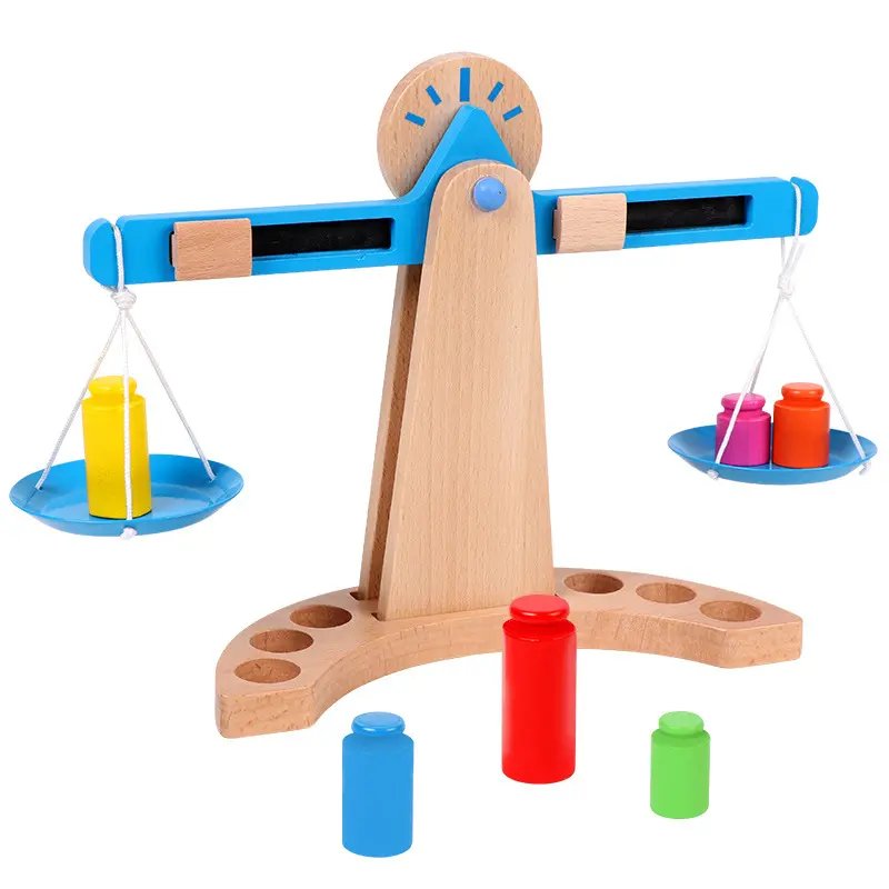 Montessori เครื่องชั่งไม้ Montessori,อุปกรณ์ช่วยสอนเด็กชั่งน้ำหนักและปรับสมดุลเกมเสริมสร้างการเรียนรู้สำหรับเด็กปฐมวัย