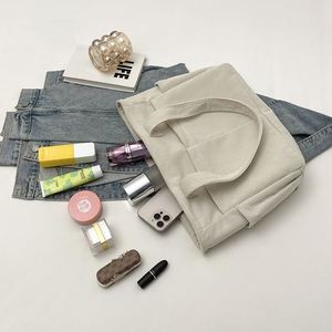 Custom Large Capacity <b>Tote</b> <b>Bag</b> Casual Corduroy <b>with</b> Thread Pattern Portable Zipper Closure for Commuting Promotion Logo - Product Image 3
