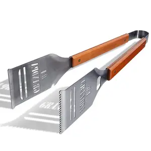 Classic BBQ <strong>Tongs</strong> Stainless Steel Food <strong>Serving</strong> <strong>Tongs</strong> with Wood Handle - Product Image 1