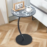 Mesa de té circular de doble capa de Arte Moderno, mesa de sofá cama lateral pequeña, muebles portátiles y duraderos para el hogar y la sala de estar
