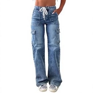 Pantalons pour femmes en gros : Pantalons décontractés, cargo, boyfriend, en jean à jambe large pour femmes - Product Image 1