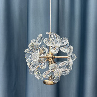 Petit Lustre en Cristal K9 Design Pissenlit Luxe Léger pour Tête de Lit, Salle à Manger, Porche, Salon Près du Canapé, Forme Fleur