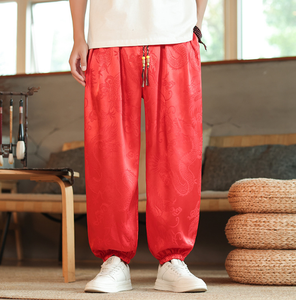 <span class=keywords><strong>กางเกง</strong></span>ขายาวสไตล์จีนสำหรับผู้ชาย ลายมังกรดอกไม้สีเข้ม ทรงหลวม คุณภาพสูง <span class=keywords><strong>กางเกง</strong></span>ลำลองขากว้างสำหรับผู้ชาย - Product Image 4