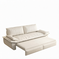 Canapé-lit convertible multifonctionnel blanc 3-en-1, se transforme facilement en canapé, chaise longue et lit queen size, idéal pour salon et hôtel, design confortable