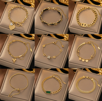 Gelang Rantai Baja Tahan Karat Wanita Gaya Baru Eropa dan Amerika, Modis dan Mewah, Tidak Luntur, Stb648