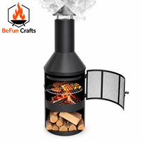 BeFun Crafts – Grande cheminée extérieure de 50 pouces en acier Corten pour brûler du bois, foyer de patio avec grille à bois – Fournisseur OEM ODM