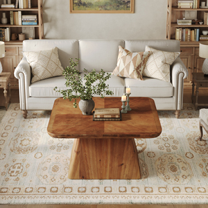 Table basse Tribesigns en bois massif <span class=keywords><strong>de</strong></span> 80 <span class=keywords><strong>cm</strong></span>, style moderne, couleur marron, table d'appoint pour salon, appartement, bureau à domicile, mobilier classique - Product Image 4