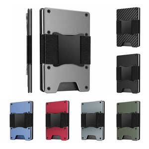 RFID Blocking Card <b>Wallet</b> Minimalist <b>Metal</b> <b>Wallet</b> with Cash Strap Stainless Steel Clip - Product Image 1